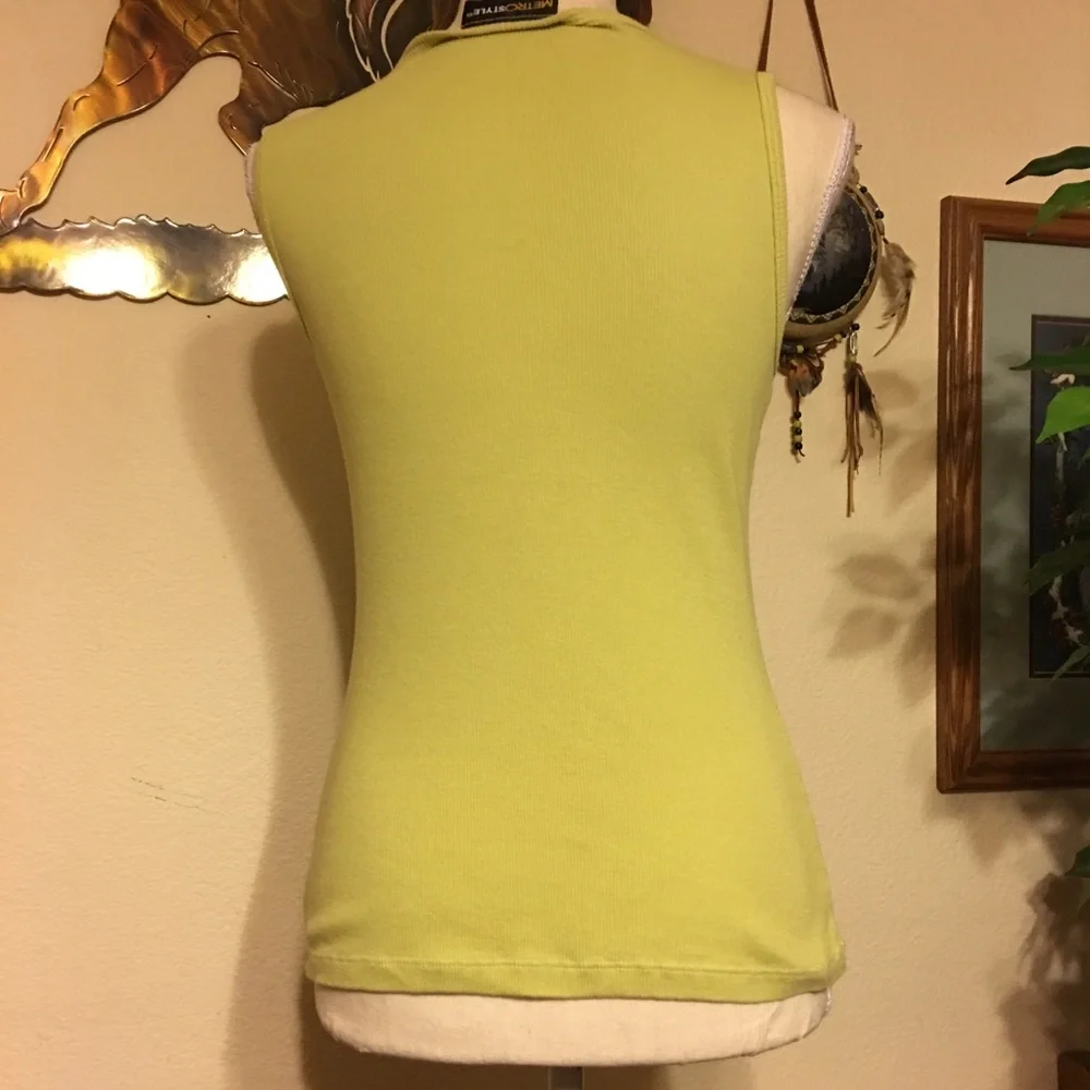 Metro style rib knit green stretchy tank NWOT M